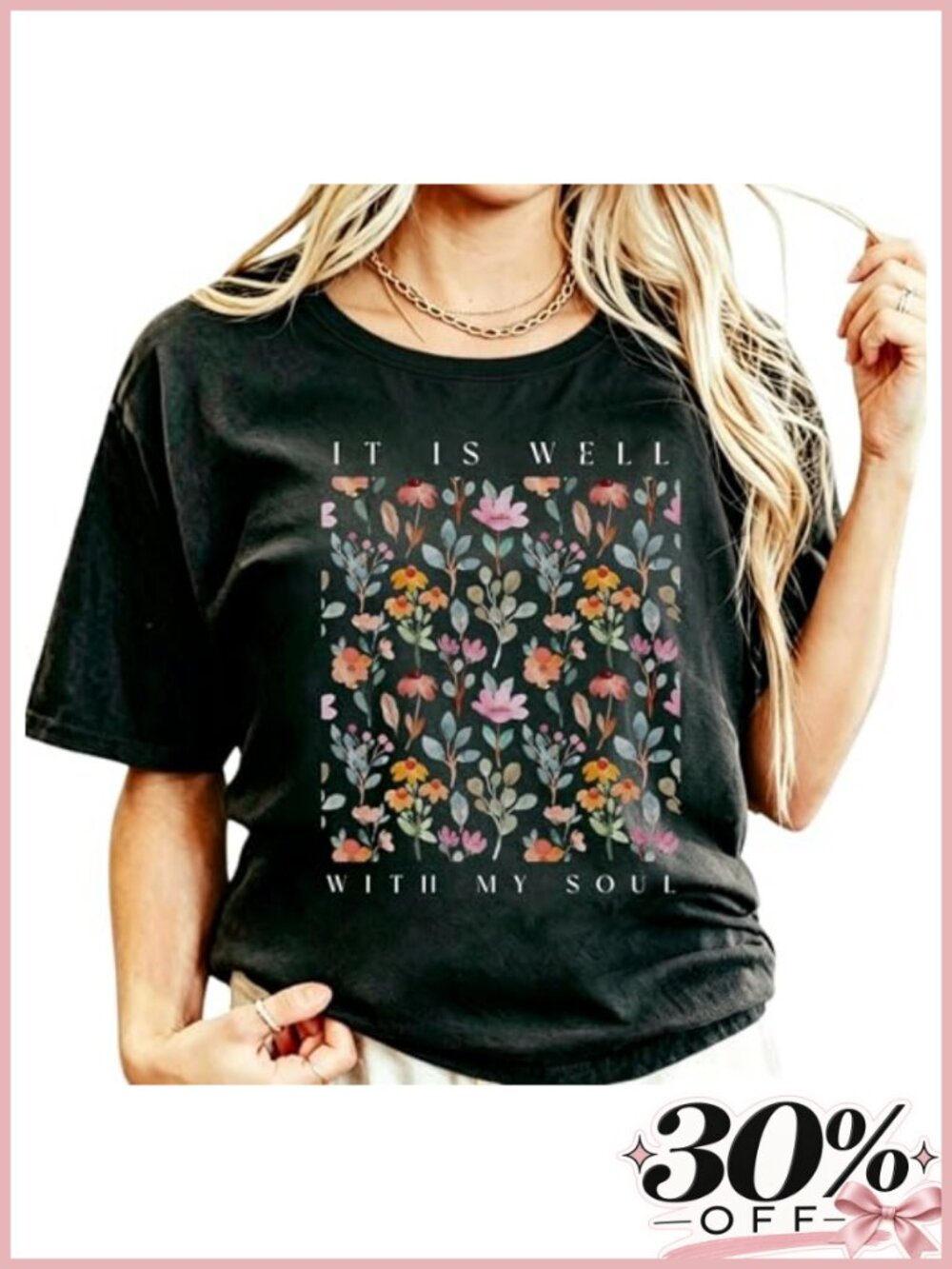 Christian Boho Faith Tee Women Cotton Blend Floral Wildflowers Shirt